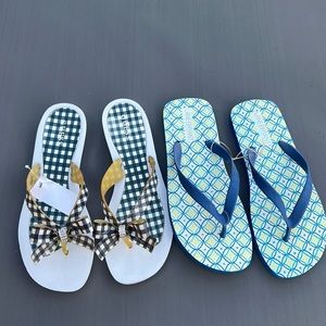 Two new pair blue size 9 flip flops